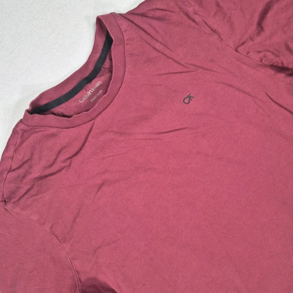 Calvin Klein Liquid Touch Burgundy Cotton Crewneck T-Shirt Mens Small 40LC202